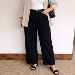 NEW Lands End Black High Rise Wide Leg Twill Pants Womens Sz 16 $79.95
